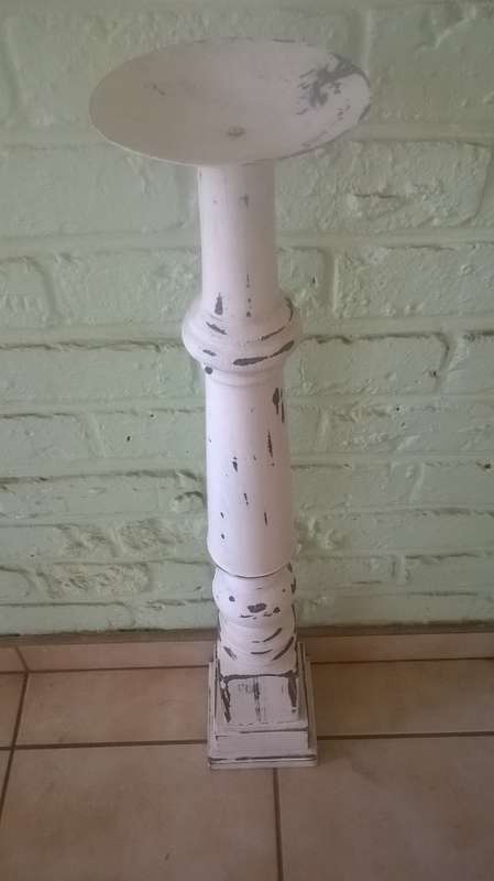 STRIKING PAIR OF WHITE , WOODEN CANDLE HOLDERS